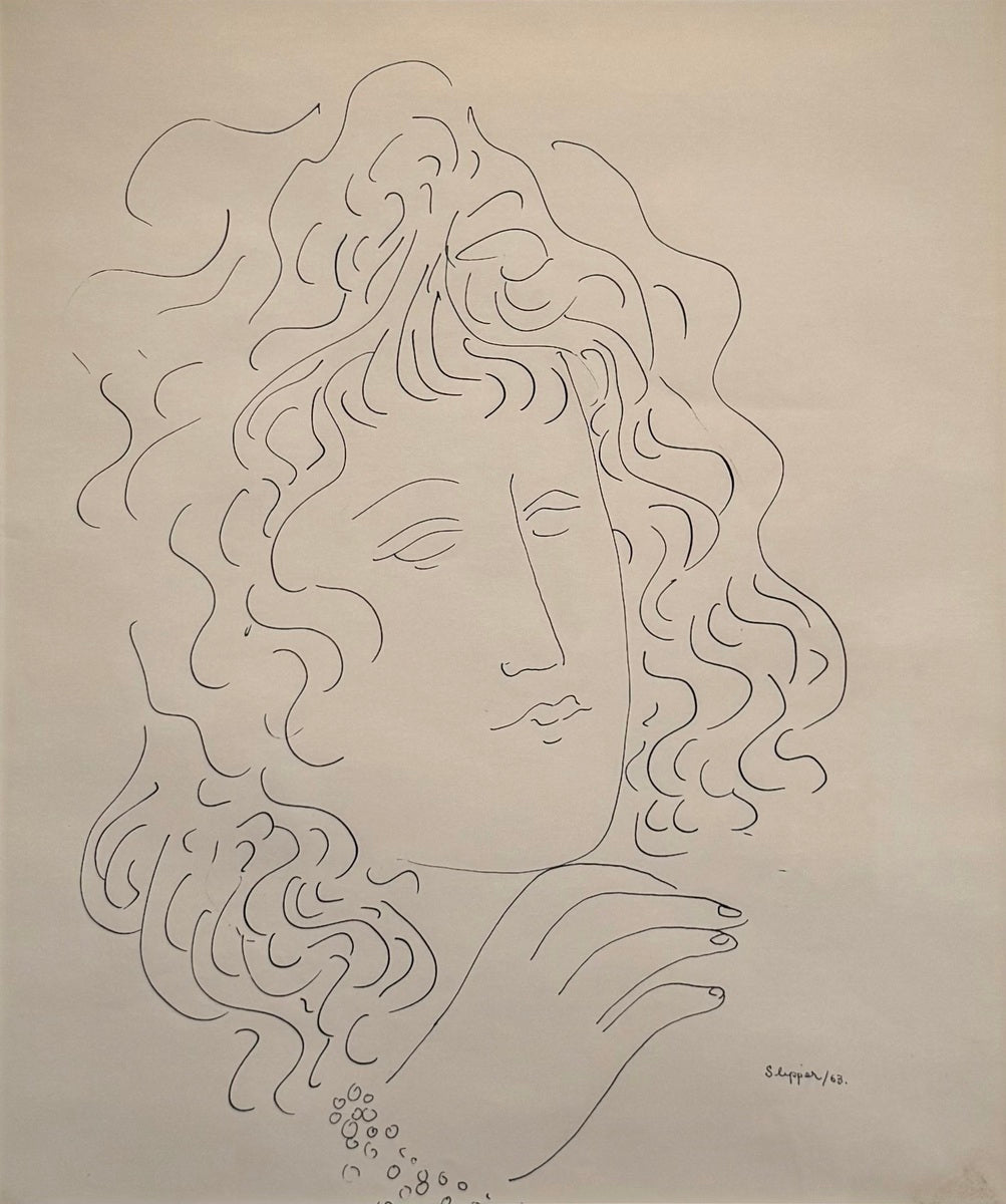 Gary Peter Slipper-(Portrait of a woman with wavy hair)
