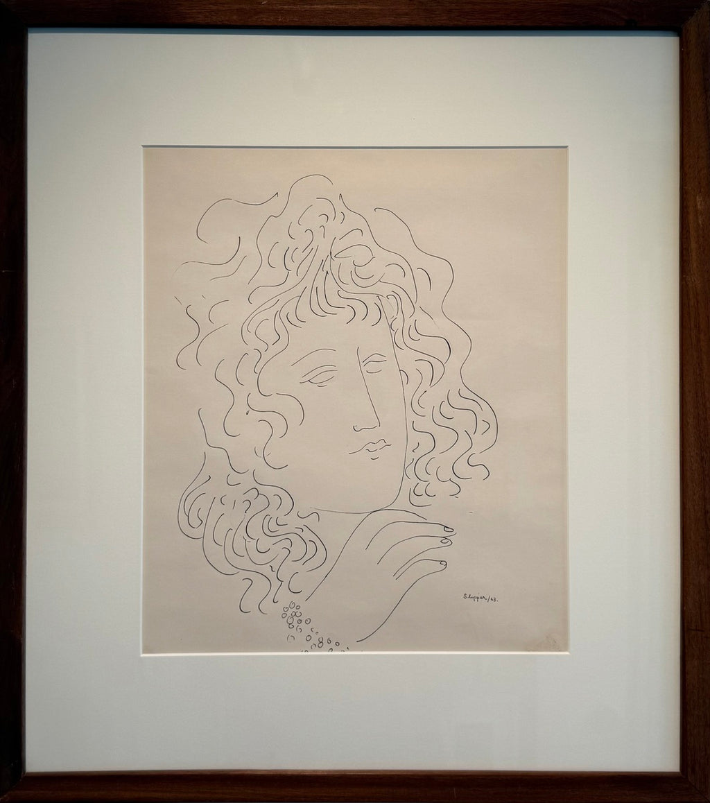 Gary Peter Slipper-(Portrait of a woman with wavy hair)